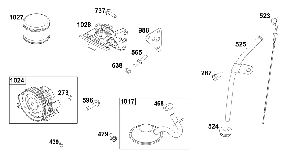Lubrication Group Diagram and Parts List for 305447-0588-G1 200000 - 399999 Briggs and Stratton Engine